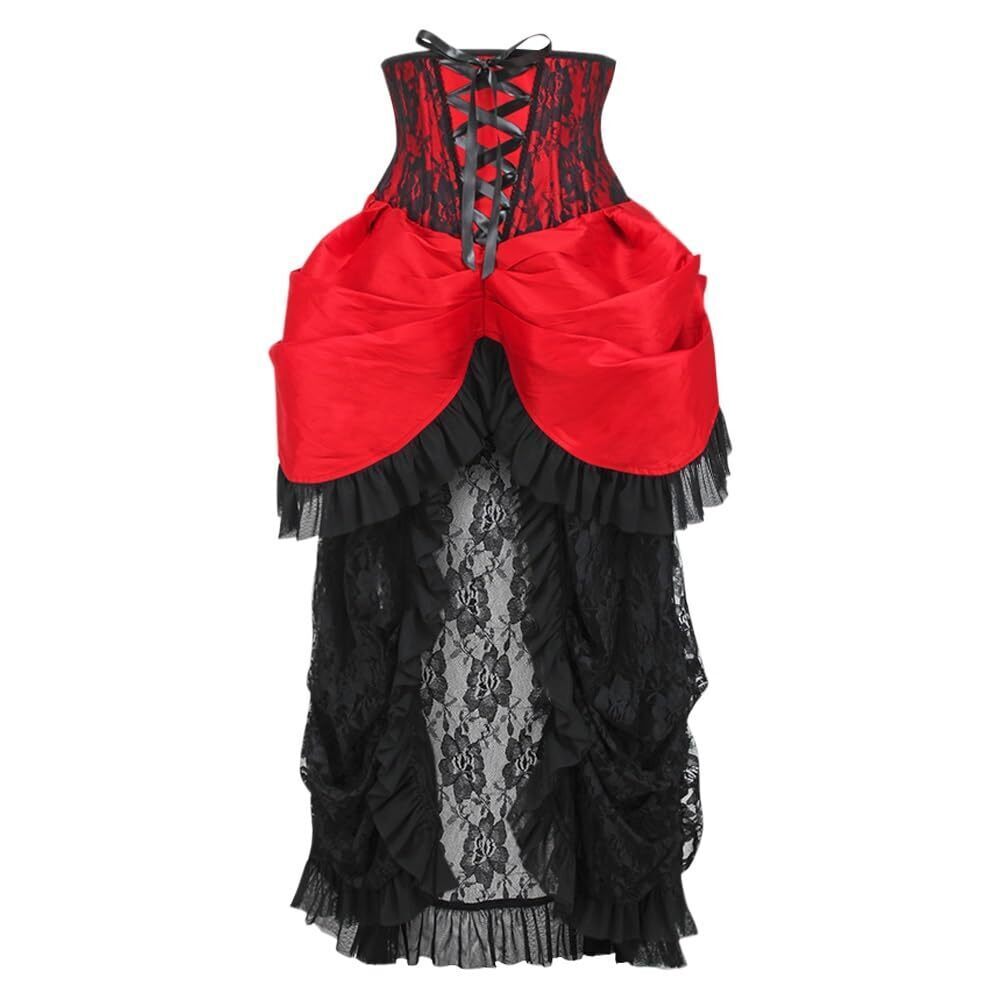 3417 Top Drawer Steel Boned Red/Black Lace Victorian Bustle Underbust